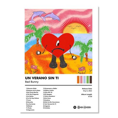 Bad Bunny Un Verano Sin Ti Canvas Poster Prints Tracklist Music Album Painting Art Wall Picture 3 - Bad Bunny Store