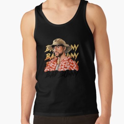 Bad Bunny In Panama Hat Un Verano Sin Ti Illustration Tank Top Official Bad Bunny Merch