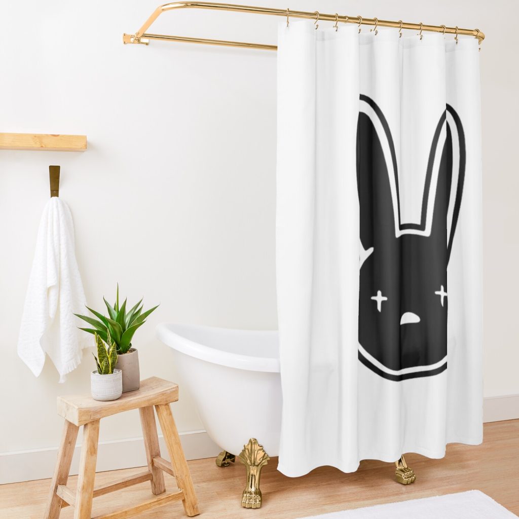 Bad Bunny Logo Shower Curtain Official Bad Bunny Merch