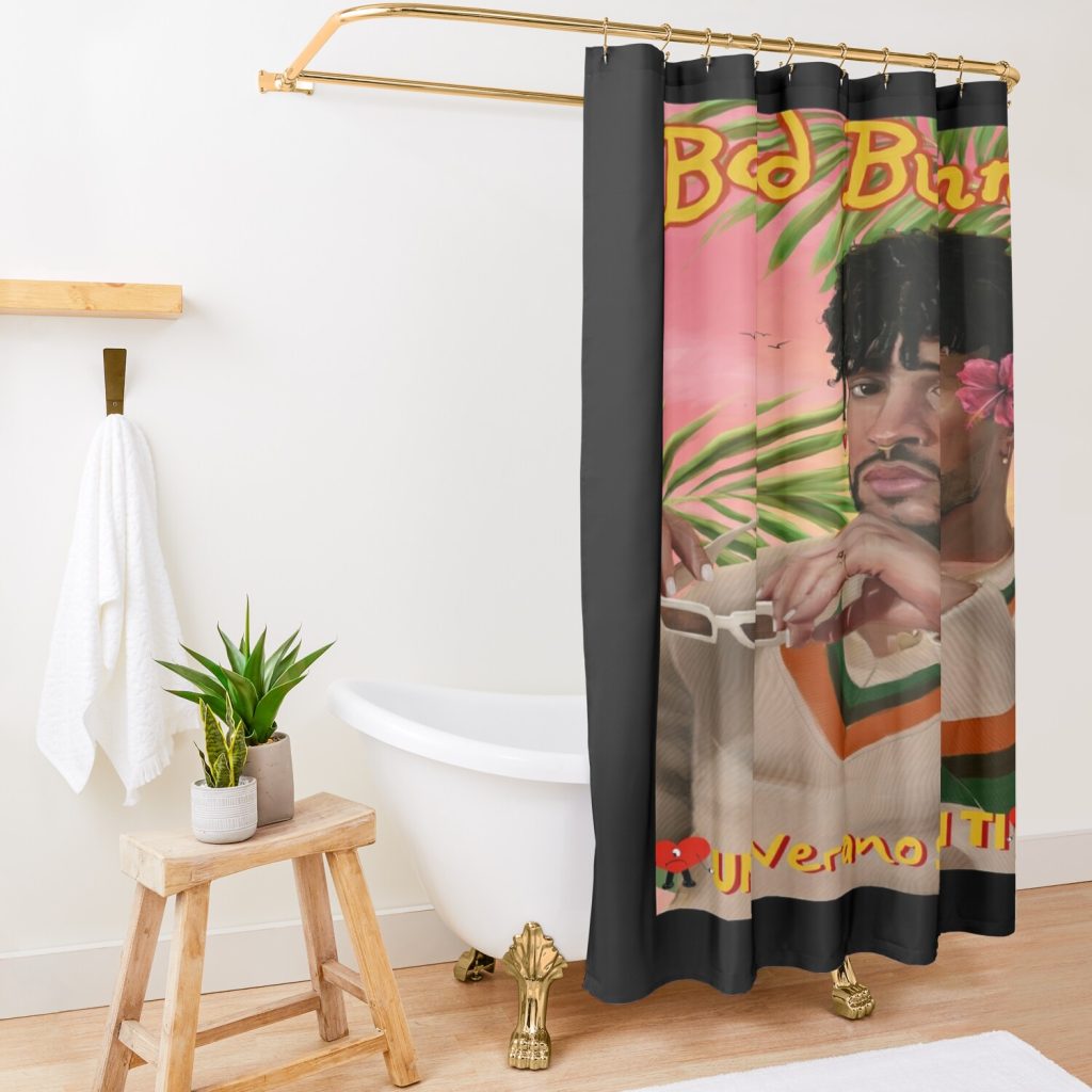 Bad Bunny Shower Curtain Official Bad Bunny Merch