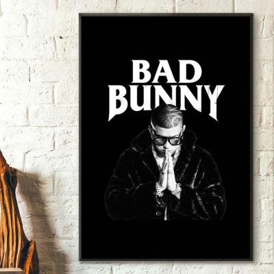 Bad Bunny Black Poster